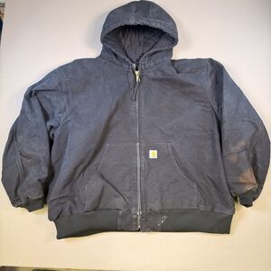 Carhartt Mens Black Quilted Flannel Lined Duck Jacket OJO140-M Size 4XL USA